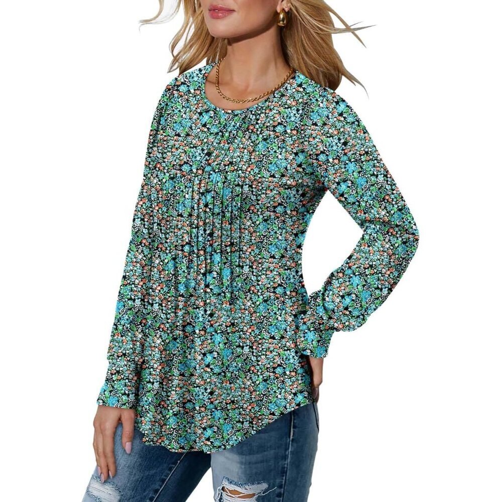 Long Sleeve Women's Shirt Fall Tops Blouse Crewneck Tunic for Leggings - Picture 3 of 5